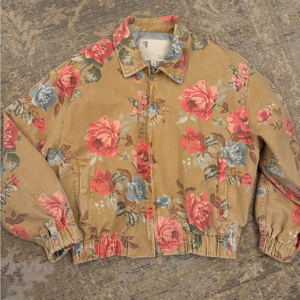 Pilcro Floral Denim Bomber - Size S